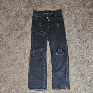 Aeropostale Black Distressed Straight Leg Jeans
